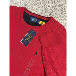 Polo Ralph Lauren Sweater Pony Cotton Textured Men's Size LARGE Crewneck Red NWT